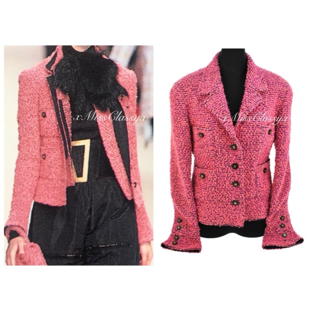 ✨Vintage Rare CHANEL 1994 Runway Collection Pink Tweed Boucle Wool Jacket